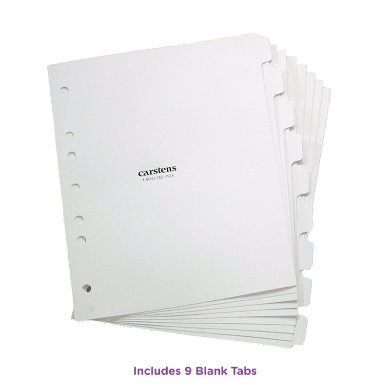 Carstens Heavy Duty Plastic Dividers, 9-Tab, White, for Side-Opening 3-Ring Binders, 1 Set - Image 2